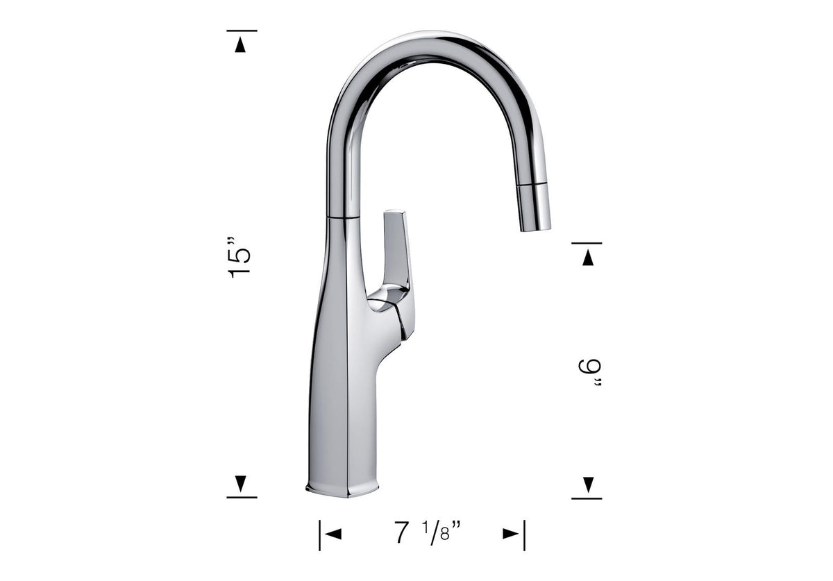 Blanco Rivana bar faucet dimension drawing