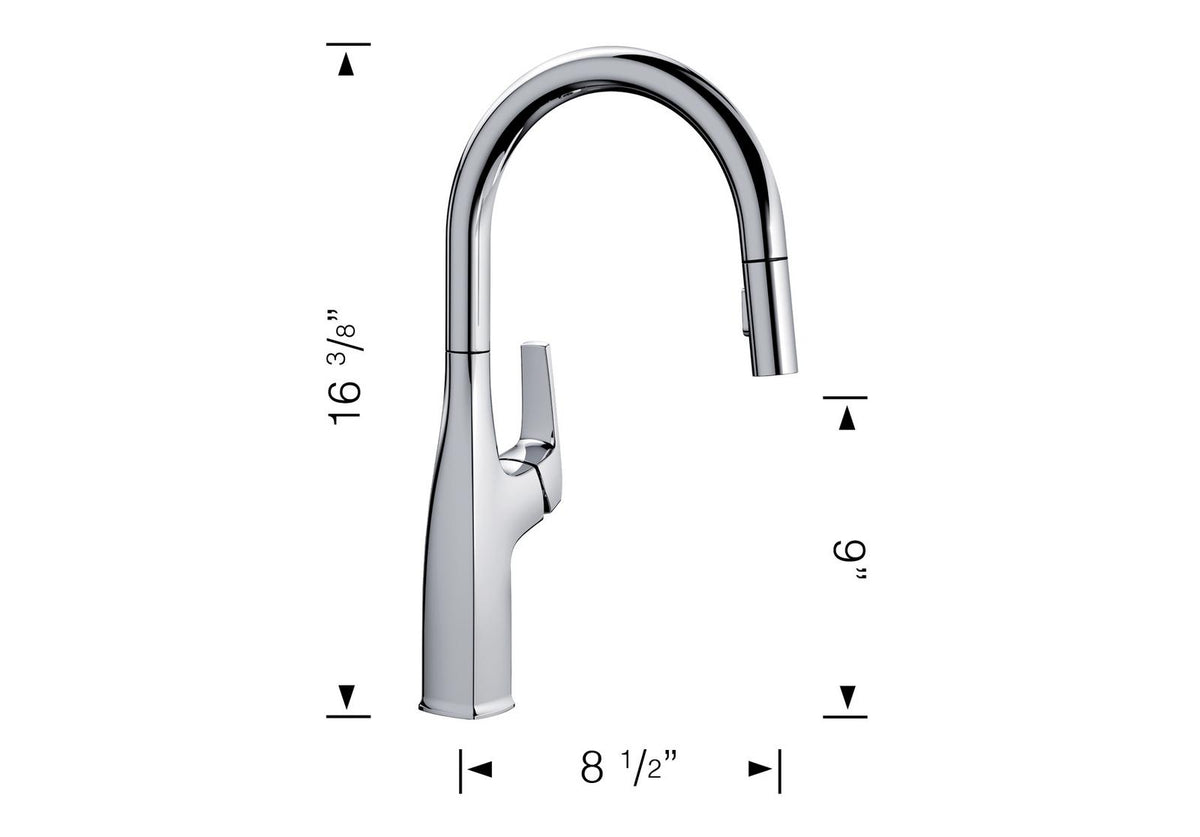 Blanco Rivana kitchen faucet dimension drawing