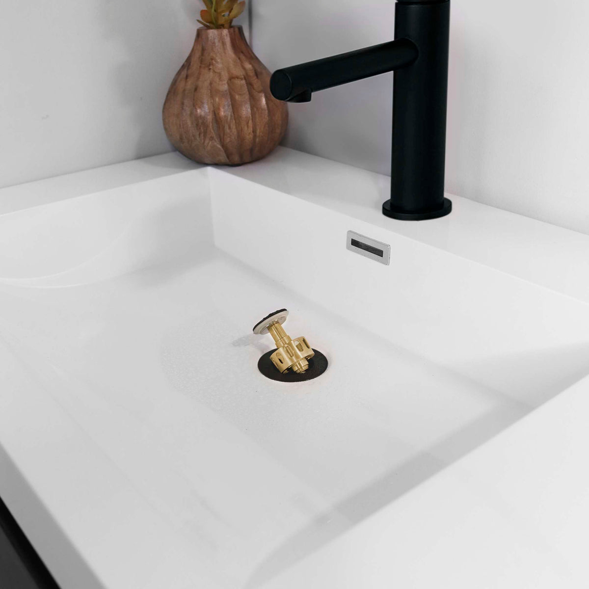 Stylish Pop-Up Bathroom Sink Drain with Overflow Matte Black D-700N