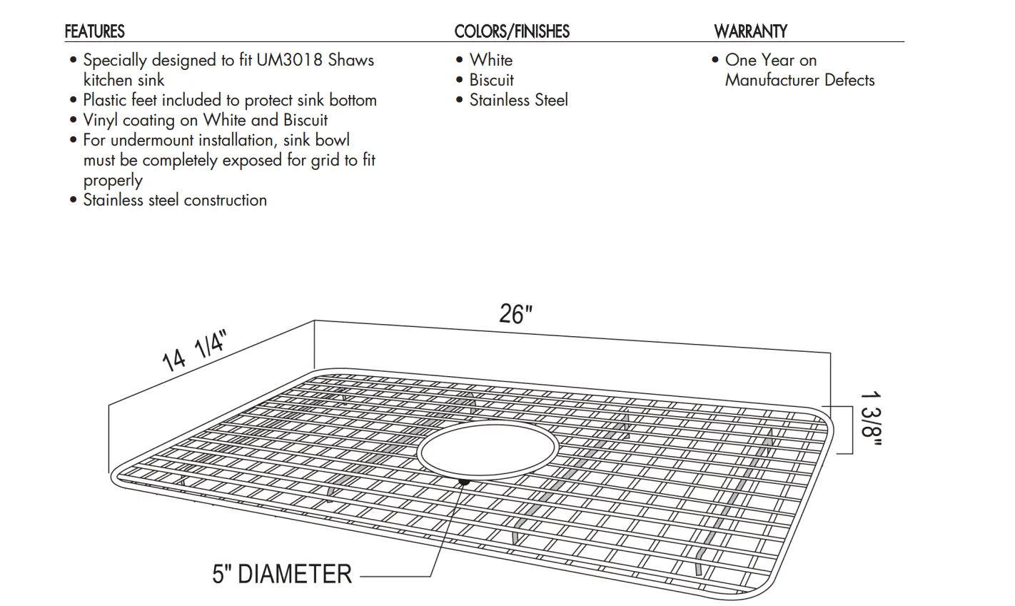 Rohl Wire Sink Grid for UM3018 Kitchen Sink WSGUM3018 - Plumbing Market