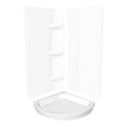 Round Base 36 3 in. 36 x 36 Acrylic Corner Left or Right Shower Base with Corner Drain in White - Plumbing Market