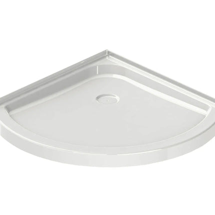 Round Base 36 3 in. 36 x 36 Acrylic Corner Left or Right Shower Base with Corner Drain in White - Plumbing Market