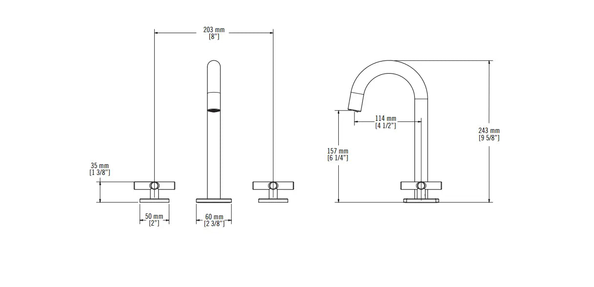 Rubi Alex 8 In. Cc Basin Faucet Chrome RCA18ABCC