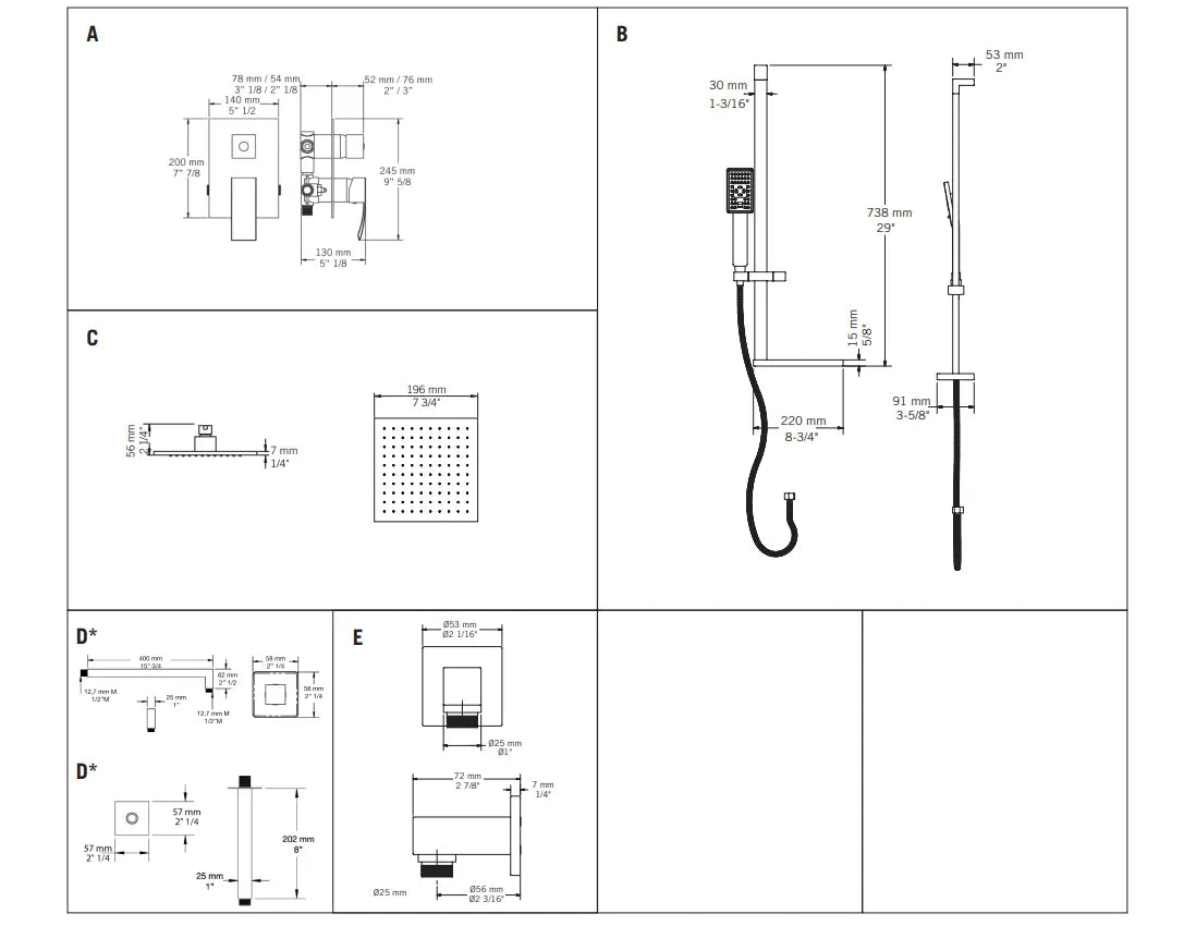 Rubi Fall Pressure Balanced Shower Faucet in Chrome RFA3D10-13N