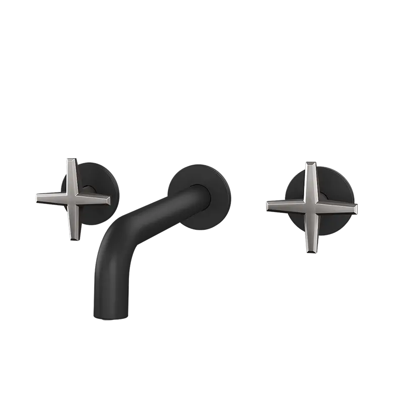 Rubi Lexa Wall Mount Bathroom Faucet with Cross Handles