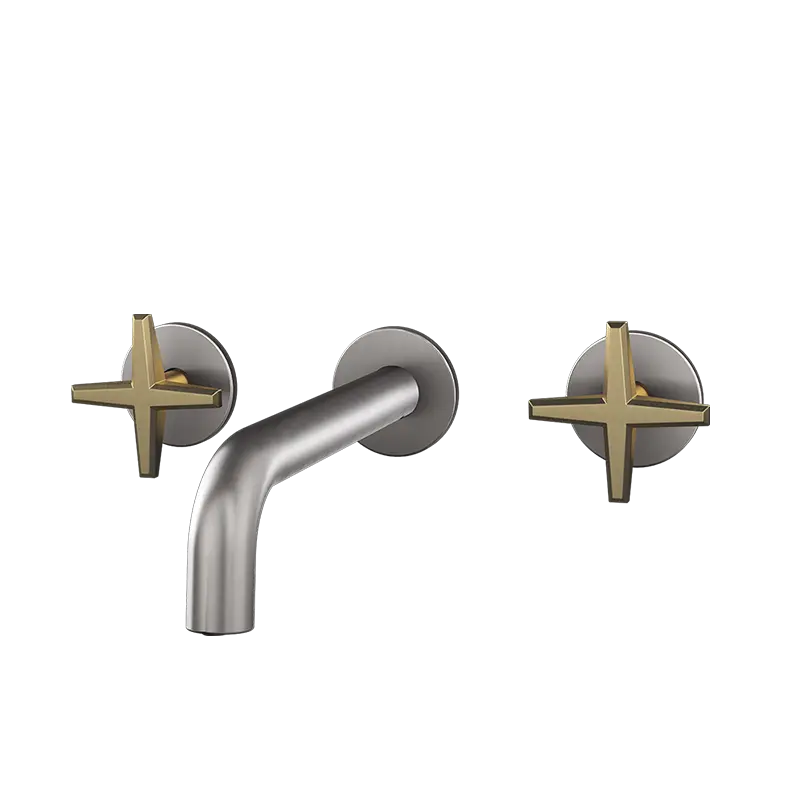 Rubi Lexa Wall Mount Bathroom Faucet with Cross Handles