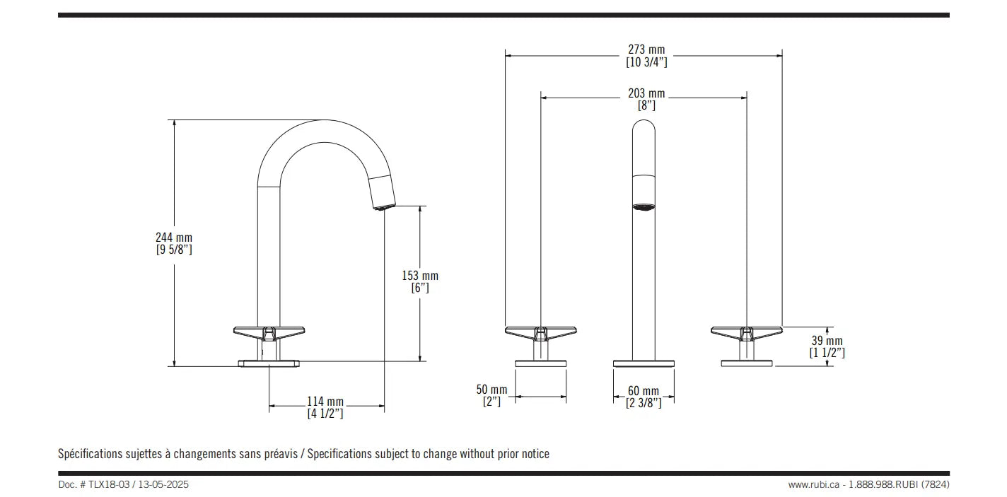 Rubi Lexa Widespread Bathroom Faucet With Cross Handles