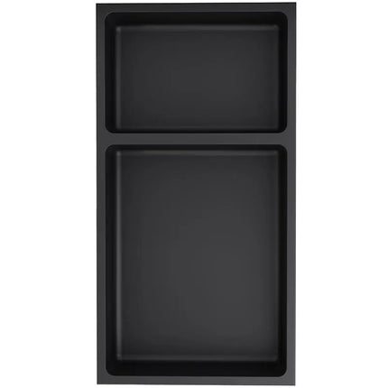 Rubi Nikia Recessed Niche 24’’ Radius Corn. & Shelf Matte Black RNK24TR-BK - Plumbing Market
