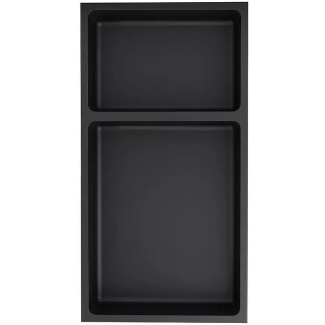 Rubi Nikia Recessed Niche 24’’ Radius Corn. & Shelf Matte Black RNK24TR-BK - Plumbing Market