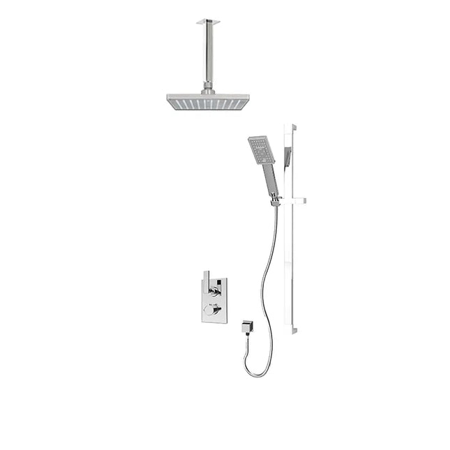 Rubi Quatro 1/2’’ Therm. Shower Set 2 Way Div. Xvtr69S Matte Black Ceiling Mount RQT811-1BK - Plumbing Market