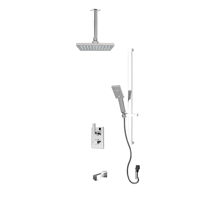 Rubi Quatro 1/2’’ Therm. Shower Vert. Set 2 Way Div. Xvtr69S Matte Black Trim Only TRQT813-1BK - Plumbing Market