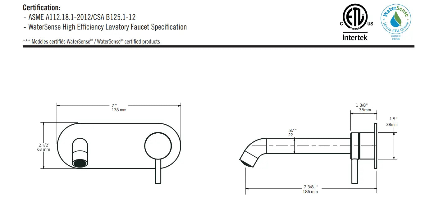 Rubi Vertigo Wall-mounted Washbasin Bathroom Faucet With Drain