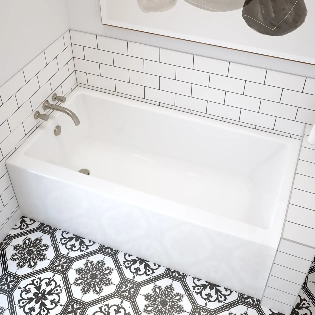 Rubix 6030 Acrylic Alcove Left-Hand Drain Bathtub in White - Plumbing Market