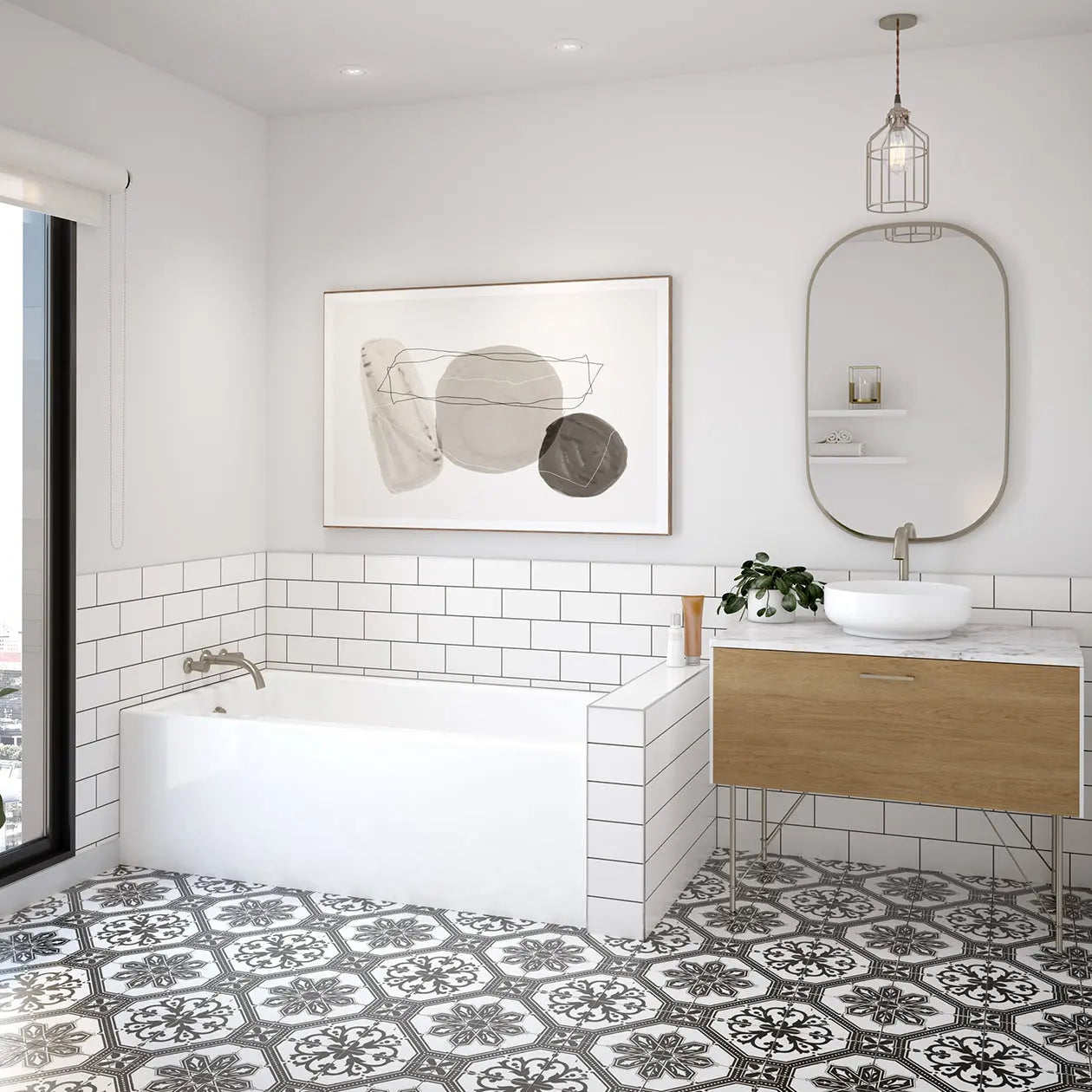 Rubix 6030 Acrylic Alcove Left-Hand Drain Bathtub in White - Plumbing Market