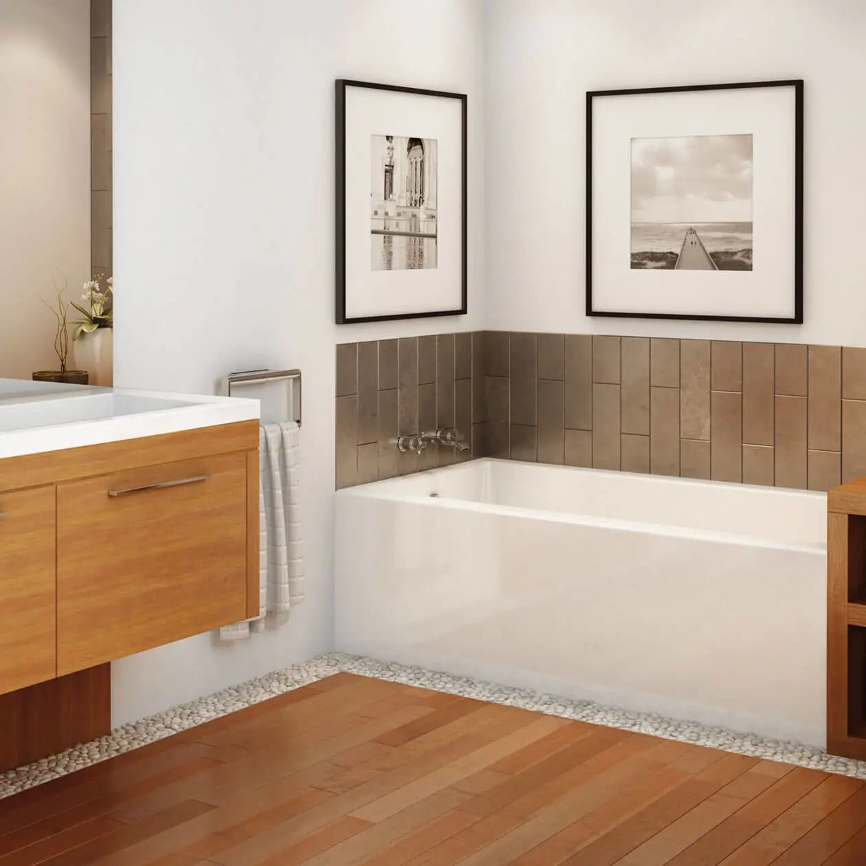 Rubix 6632 Acrylic Alcove Left-Hand Drain Bathtub in White - Plumbing Market