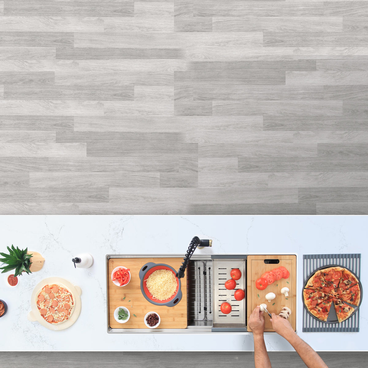 Stylish Versa 39" Ledge Workstation Single Bowl Undermount 16 Gauge Stainless Steel Kitchen Sink with Built in Accessories S-639W