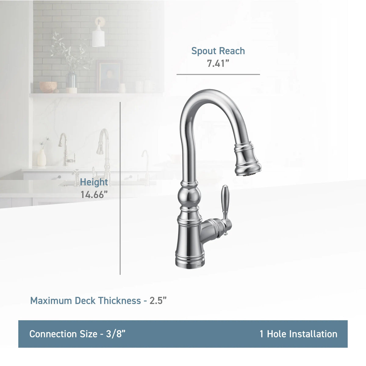 Moen Weymouth Single-Handle High-Arc Pulldown Bar Faucet S53004 in Oil Rubbed Bronze (S53004ORB) - view 4