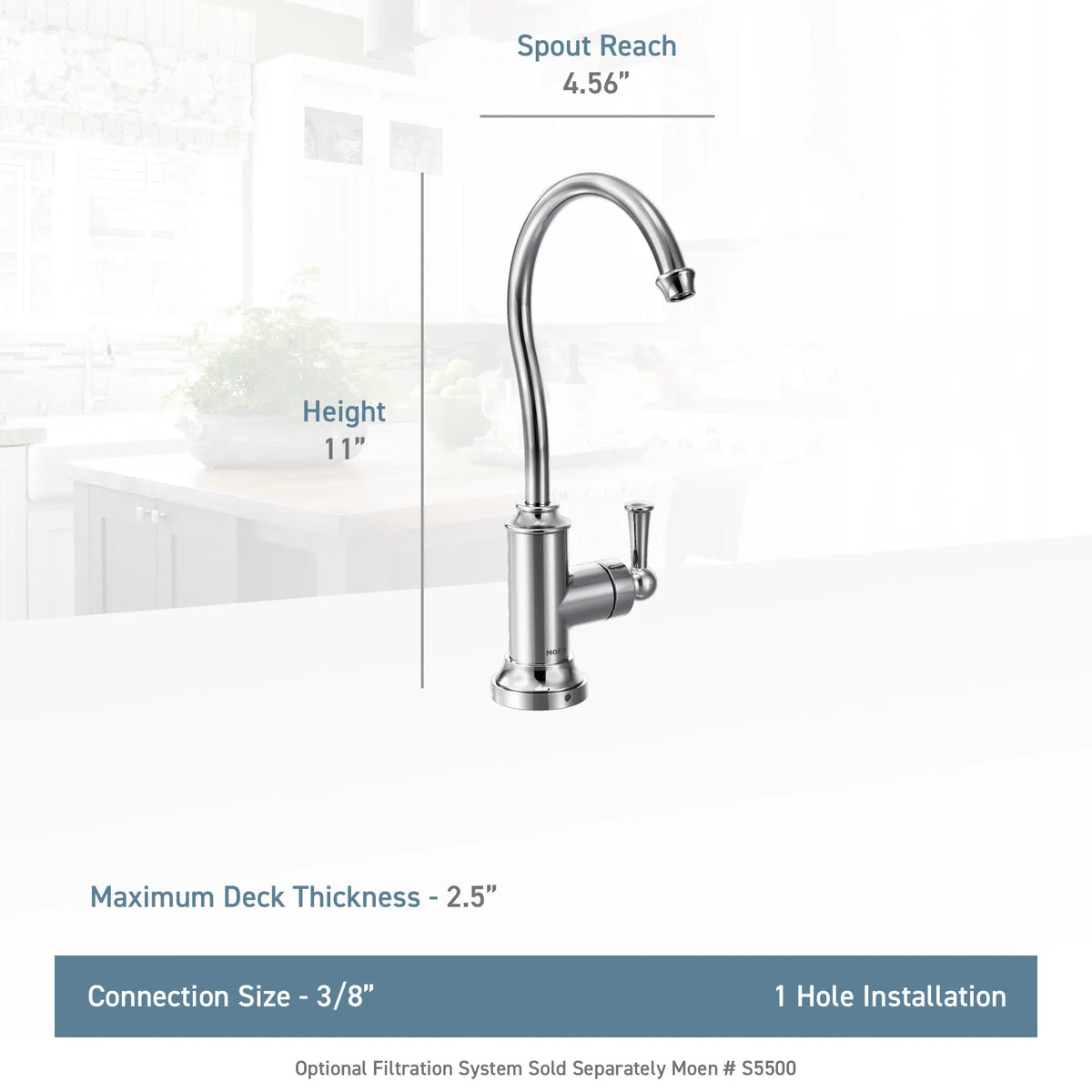 Moen Sip Traditional Single-Handle High-Arc Beverage Faucet S5510 in Brushed Gold (S5510BG) - view 8