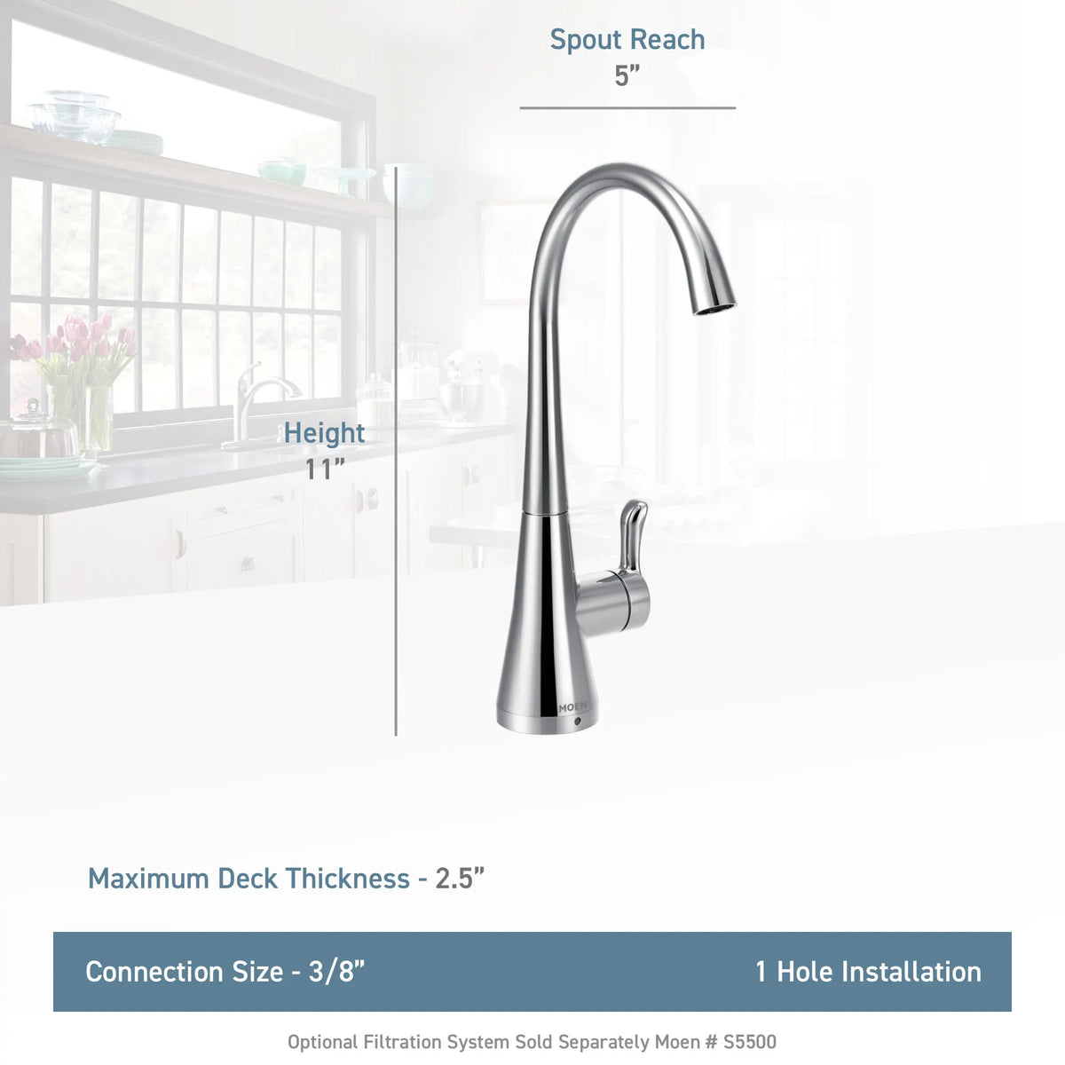 Moen Sip Transitional Single-Handle High-Arc Beverage Faucet S5520 in Brushed Gold (S5520BG) - view 2