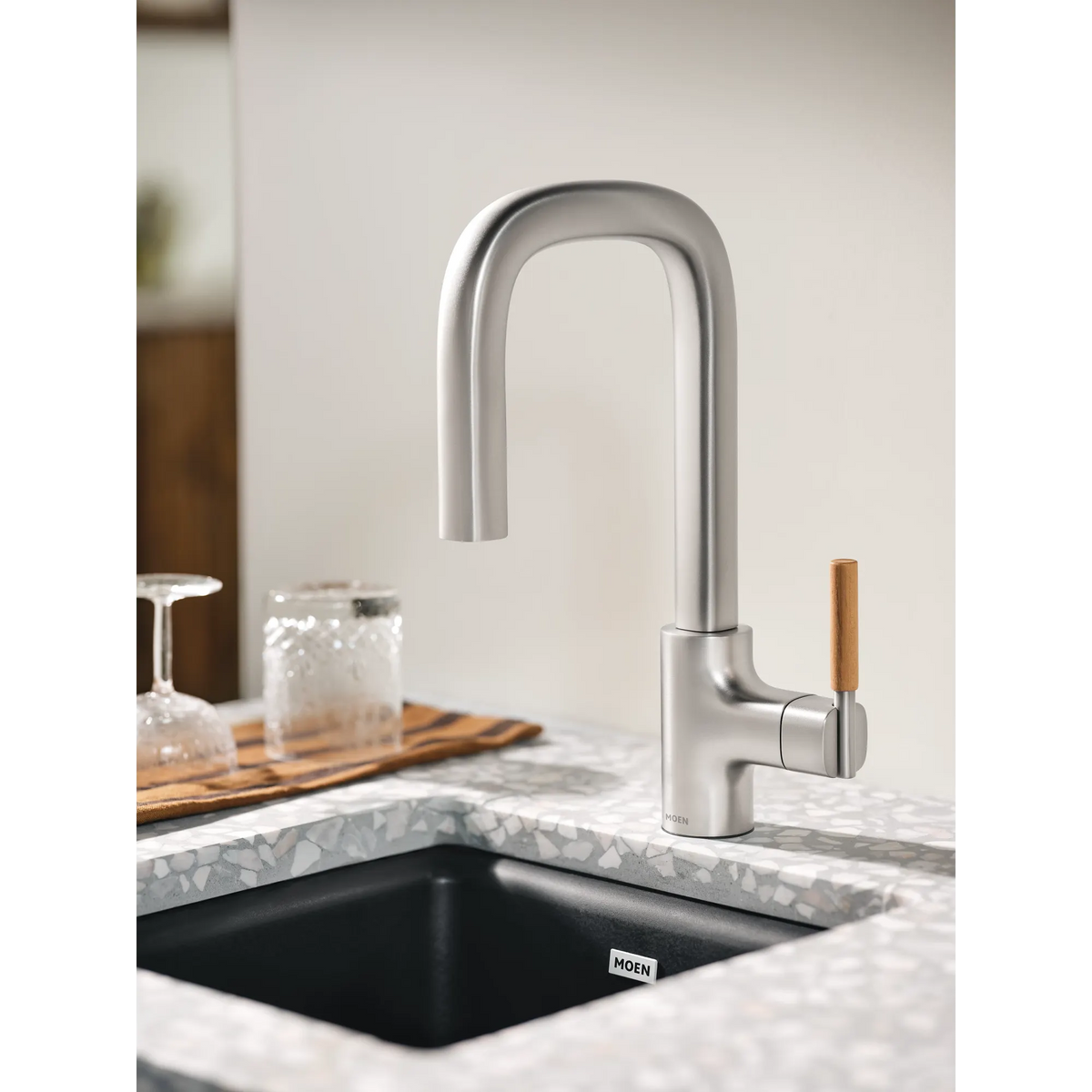 Moen Tenon Single-Handle High-Arc Pulldown Bar Faucet S64001 in Spot Resist Stainless (S64001SRS) - view 3