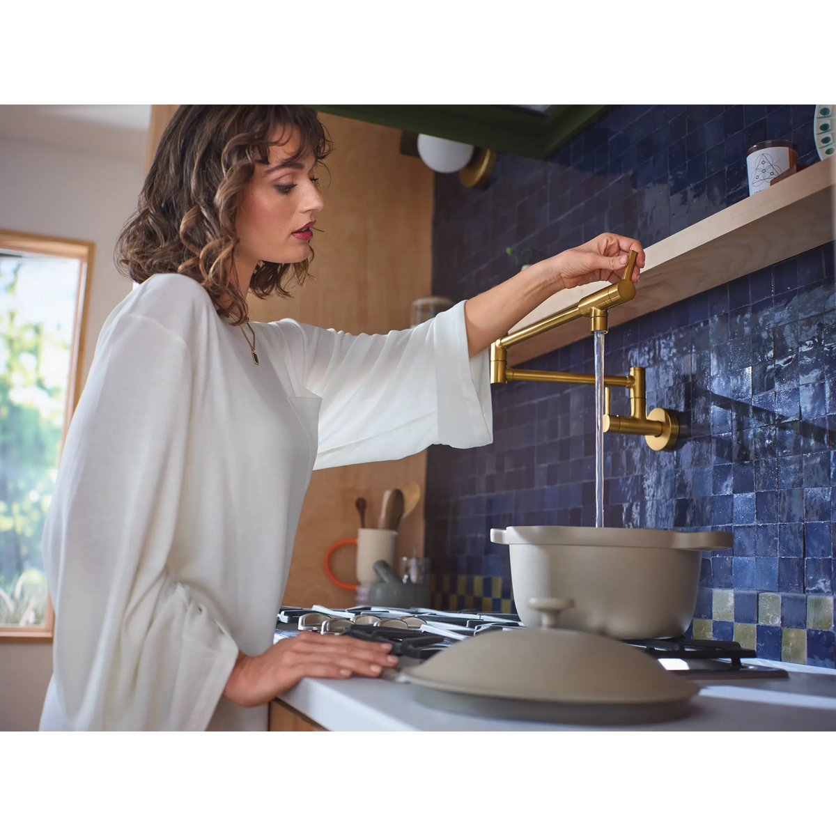 Moen Modern Single-Handle Pot Filler Kitchen Faucet S665 in Brushed Gold (S665BG) - view 10
