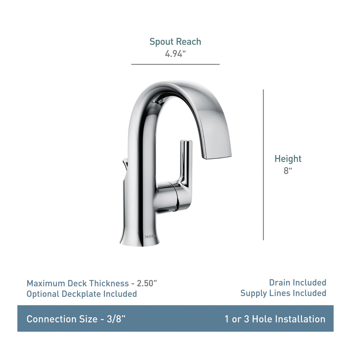 Moen Doux Single-Handle High-Arc Bathroom Faucet S6910 in Brushed Nickel (S6910BN) - view 2