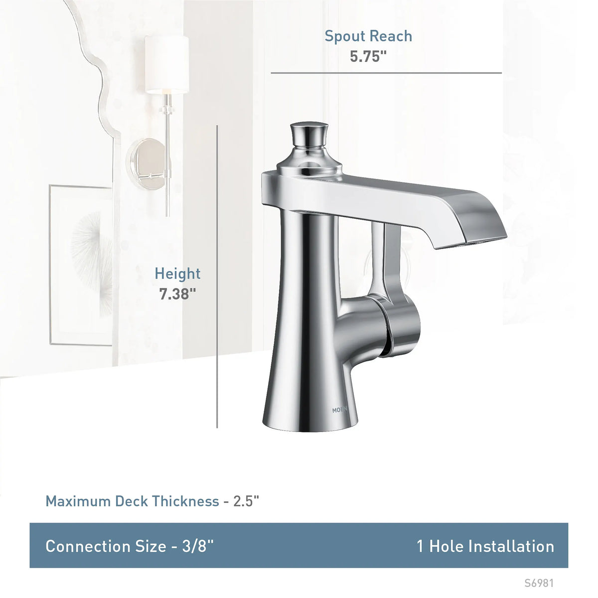 Moen Flara Single-Handle High-Arc Bathroom Faucet S6981 in Polished Nickel (S6981NL) - view 3