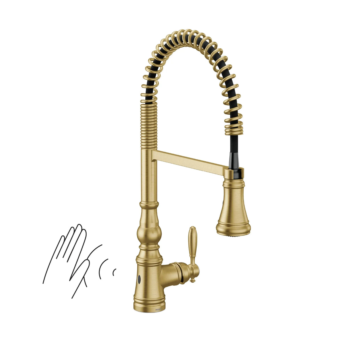 Moen Weymouth MotionSense Wave Single-Handle High-Arc Single-Sensor Pulldown Kitchen Faucet S73104EW in Brushed Gold (S73104EWBG) - view 2