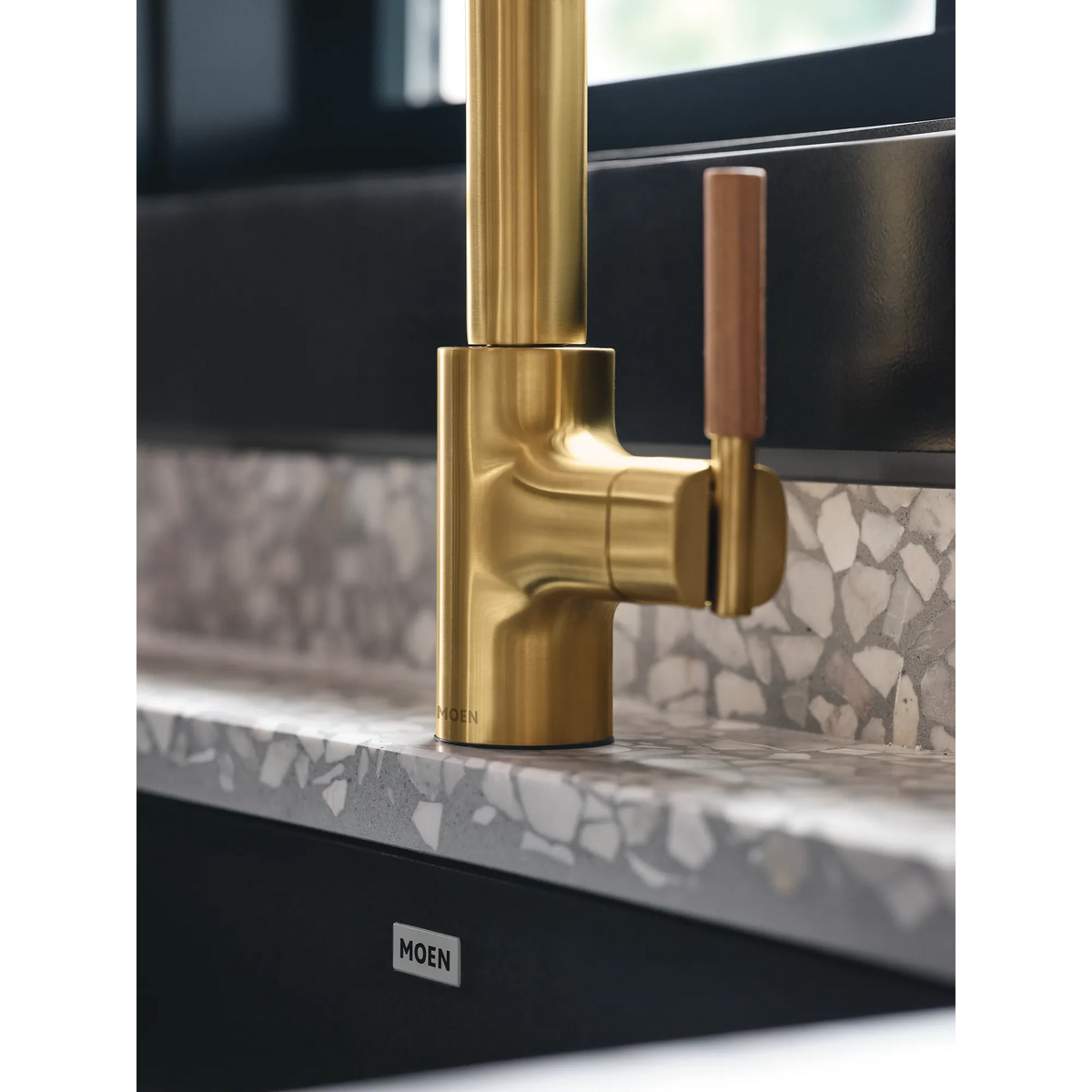 Moen Tenon Single-Handle High-Arc Pulldown Kitchen Faucet S74001 in Brushed Gold (S74001BG) - view 13