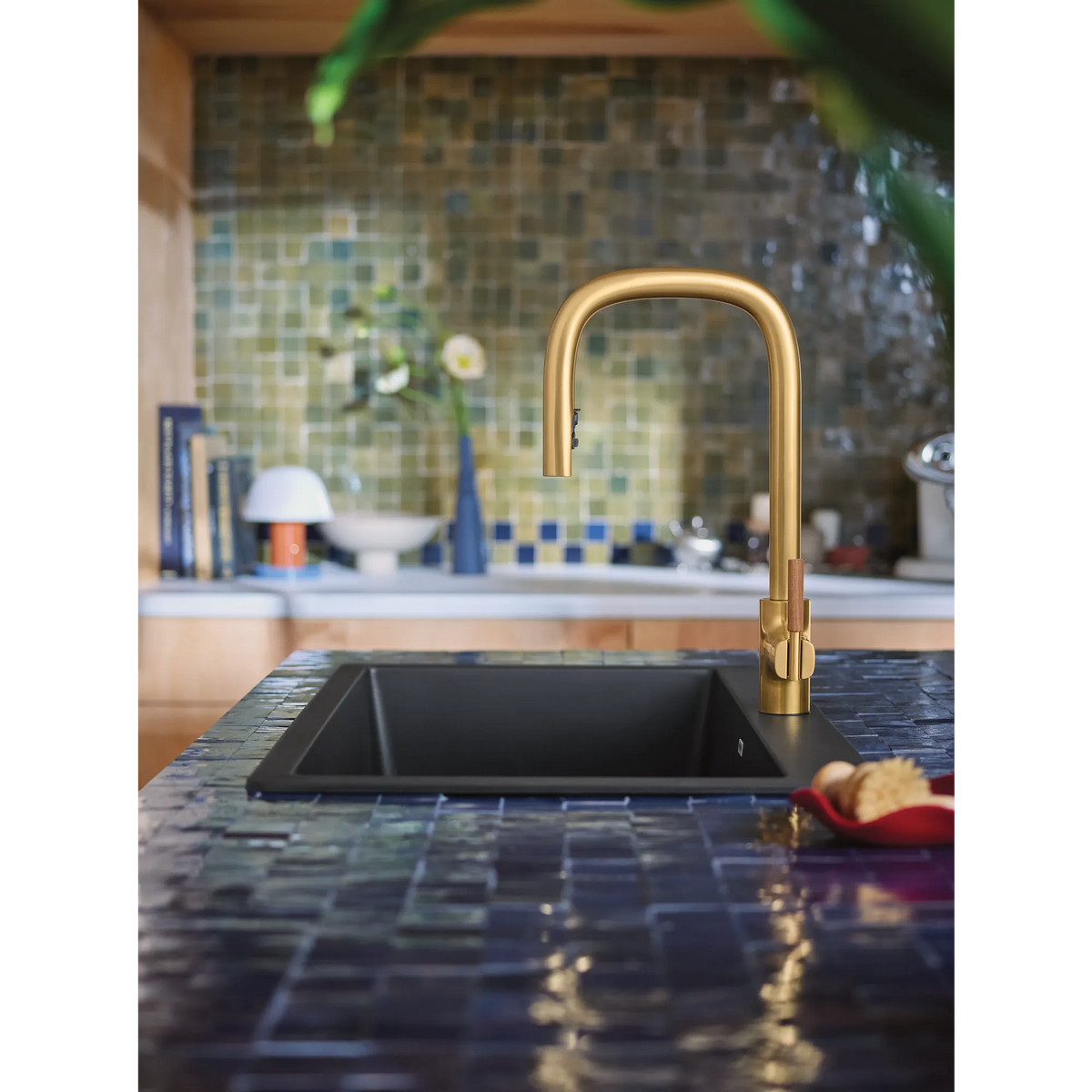 Moen Tenon Single-Handle High-Arc Pulldown Kitchen Faucet S74001 in Brushed Gold (S74001BG) - view 8