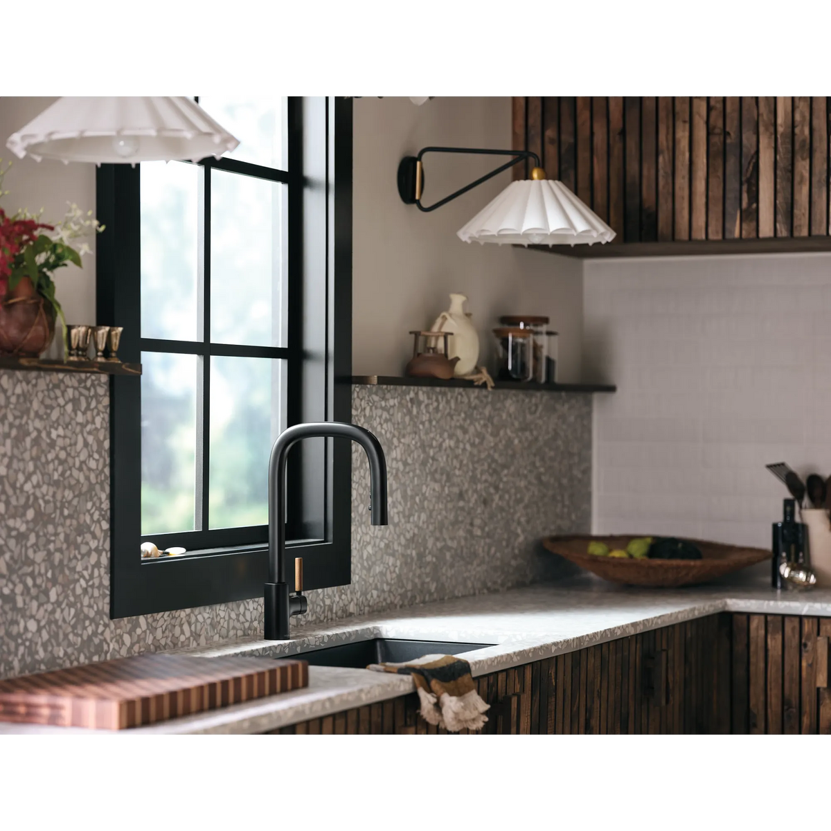 Moen Tenon Single-Handle High-Arc Pulldown Kitchen Faucet S74001 in Matte Black (S74001BL) - view 3