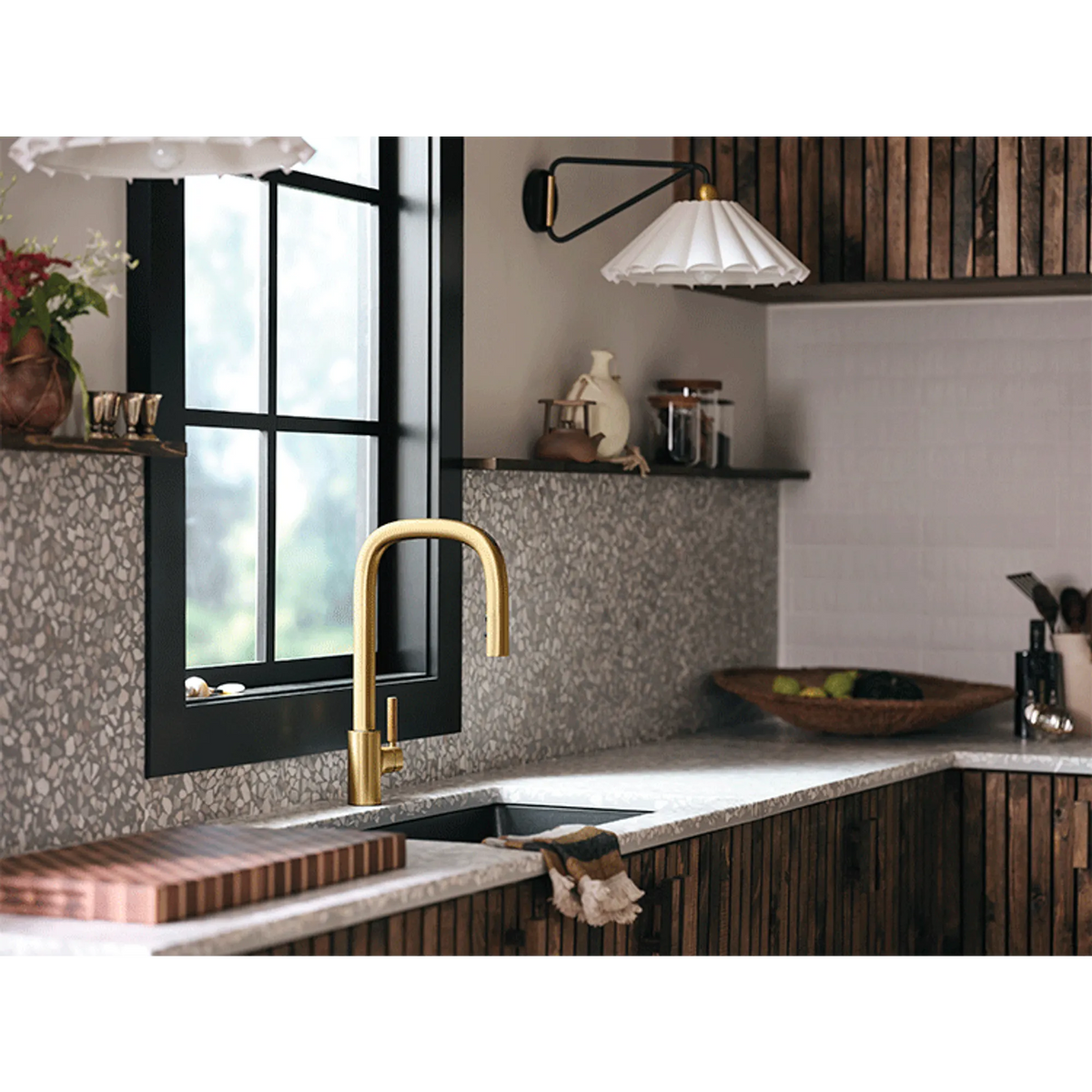 Moen Tenon Single-Handle High-Arc Pulldown Kitchen Faucet S74001 in Brushed Gold (S74001BG) - view 7