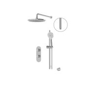 Aquabrass SHOWERBOX01 Round Thermostatic 2-Way Shared Shower Kit with 12" Rainhead & Handshower in polished chrome