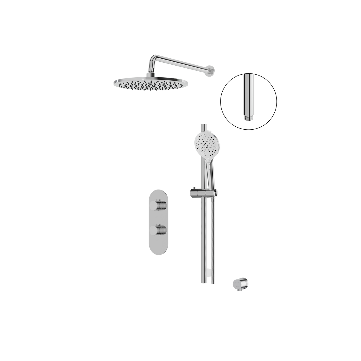Aquabrass SHOWERBOX01 Round Thermostatic 2-Way Shared Shower Kit with 12" Rainhead & Handshower in polished chrome