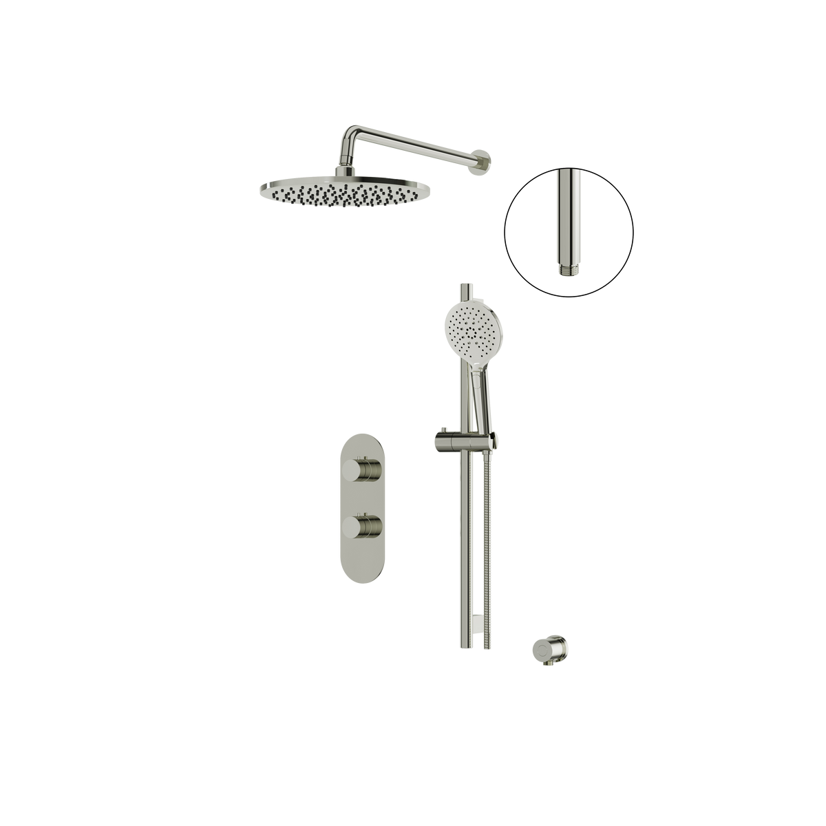 Aquabrass SHOWERBOX01 Round Thermostatic 2-Way Shared Shower Kit with 12" Rainhead & Handshower in polished nickel