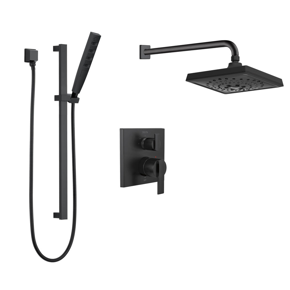 Delta Square Pressure Balance Shower Kit - Matte Black