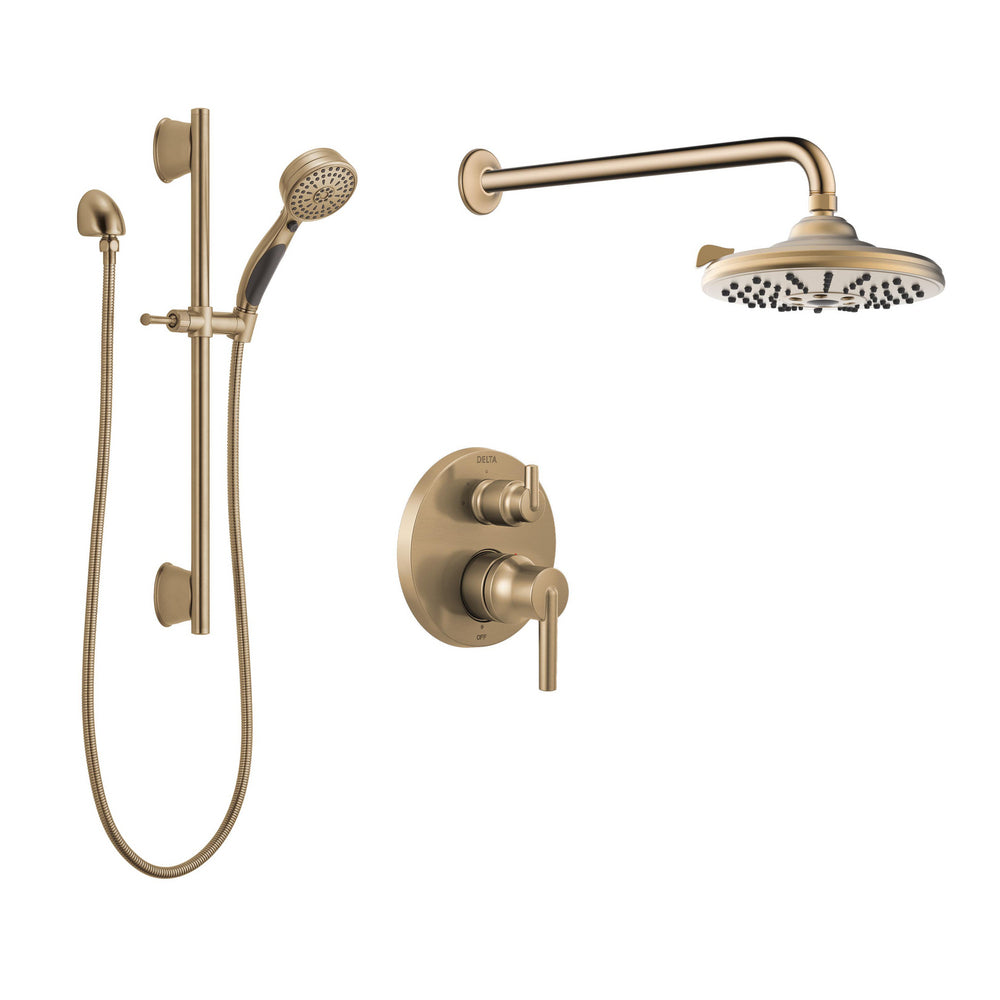Delta Round Pressure Balance Shower Kit - Champagne Bronze