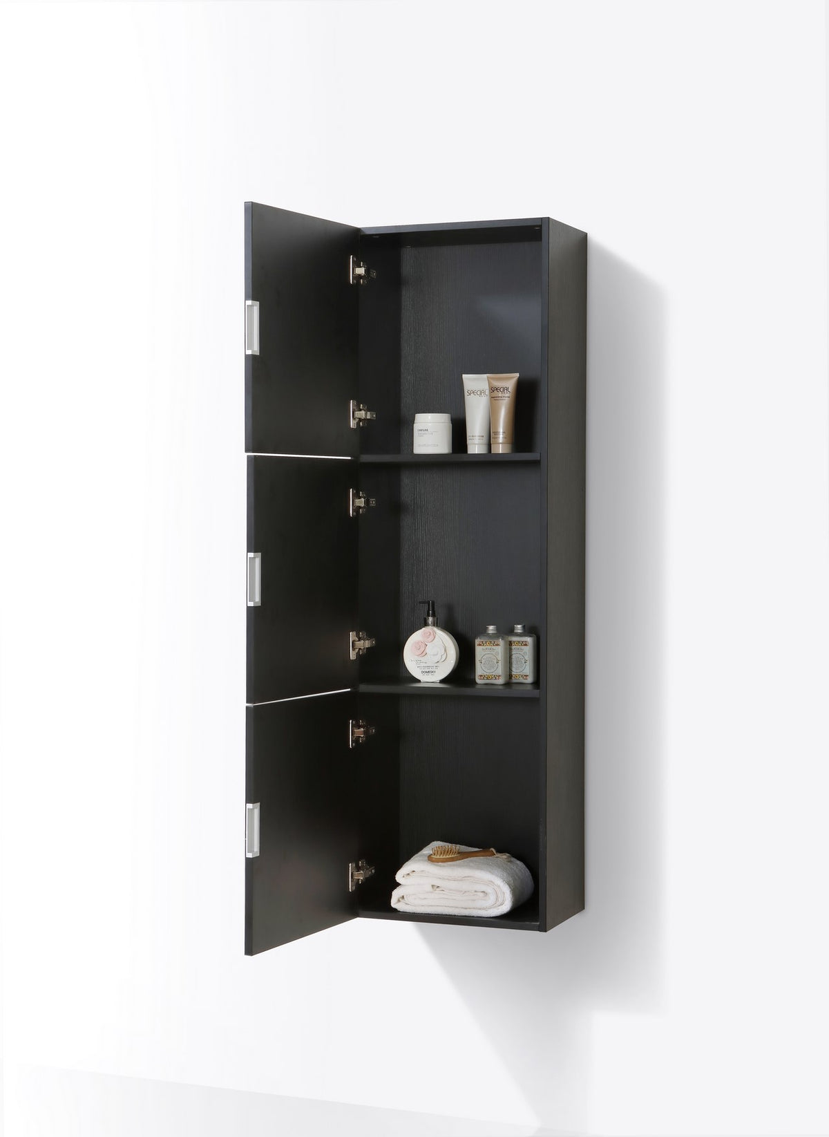 Kube Bath Bliss 18" Wide by 59" High Linen Side Cabinet With Three Doors - Black (SLBS59-BK) view 4