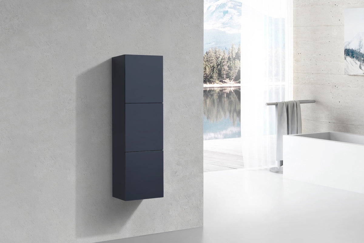 Kube Bath Bliss 18" Wide by 59" High Linen Side Cabinet With Three Doors - Navy Blue (SLBS59-VBE) view 3
