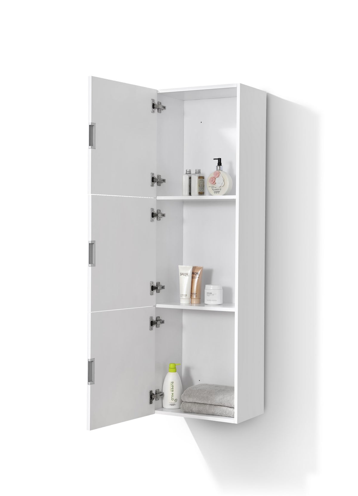 Kube Bath Bliss 18" Wide by 59" High Linen Side Cabinet With Three Doors - Gloss White (SLBS59-GW) view 4