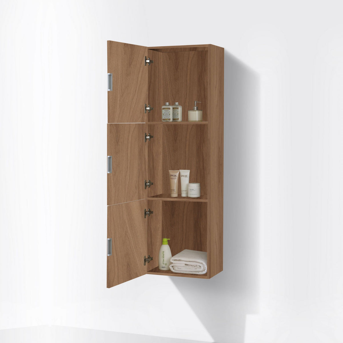 Kube Bath Bliss 18" Wide by 59" High Linen Side Cabinet With Three Doors - Honey Oak (SLBS59-HO) view 3
