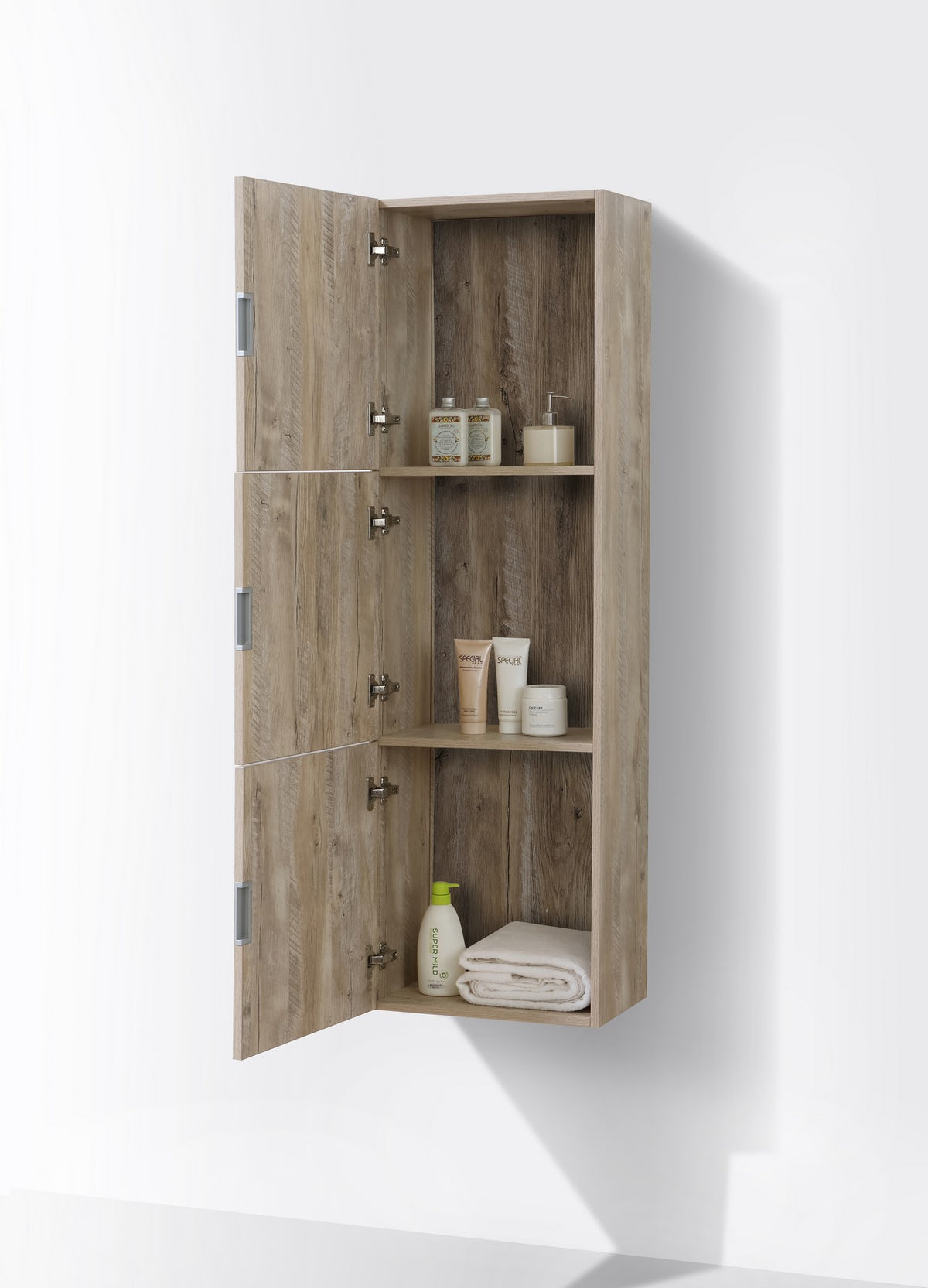 Kube Bath Bliss 18" Wide by 59" High Linen Side Cabinet With Three Doors - Nature Wood (SLBS59-NW) view 4