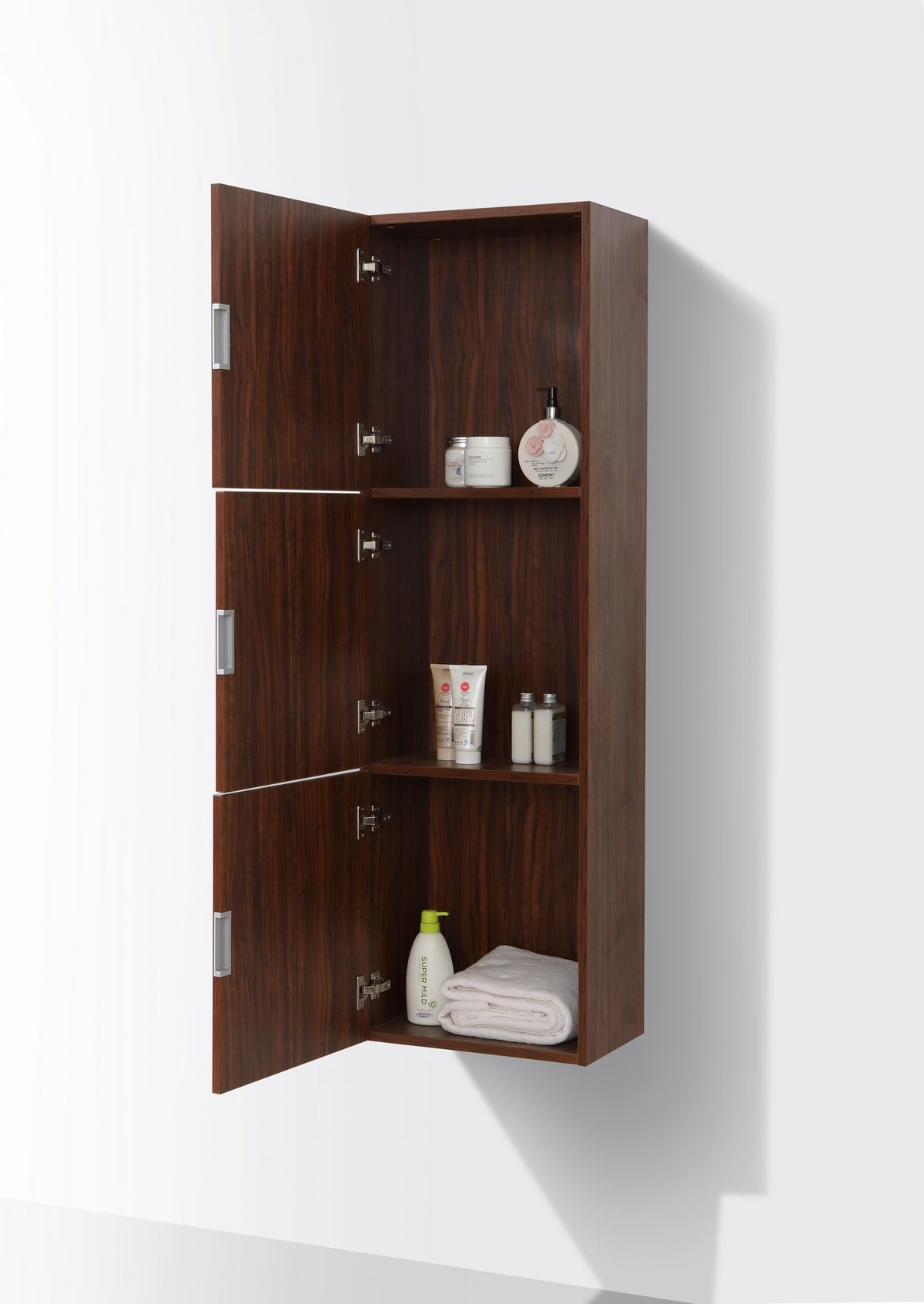Kube Bath Bliss 18" Wide by 59" High Linen Side Cabinet With Three Doors - Walnut (SLBS59-WNT) view 4