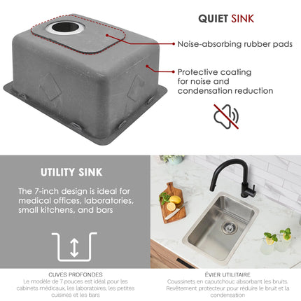 STYLISH 12 inch Single Bowl Undermount and Drop-in Stainless Steel Kitchen Sink S-409T - Plumbing Market