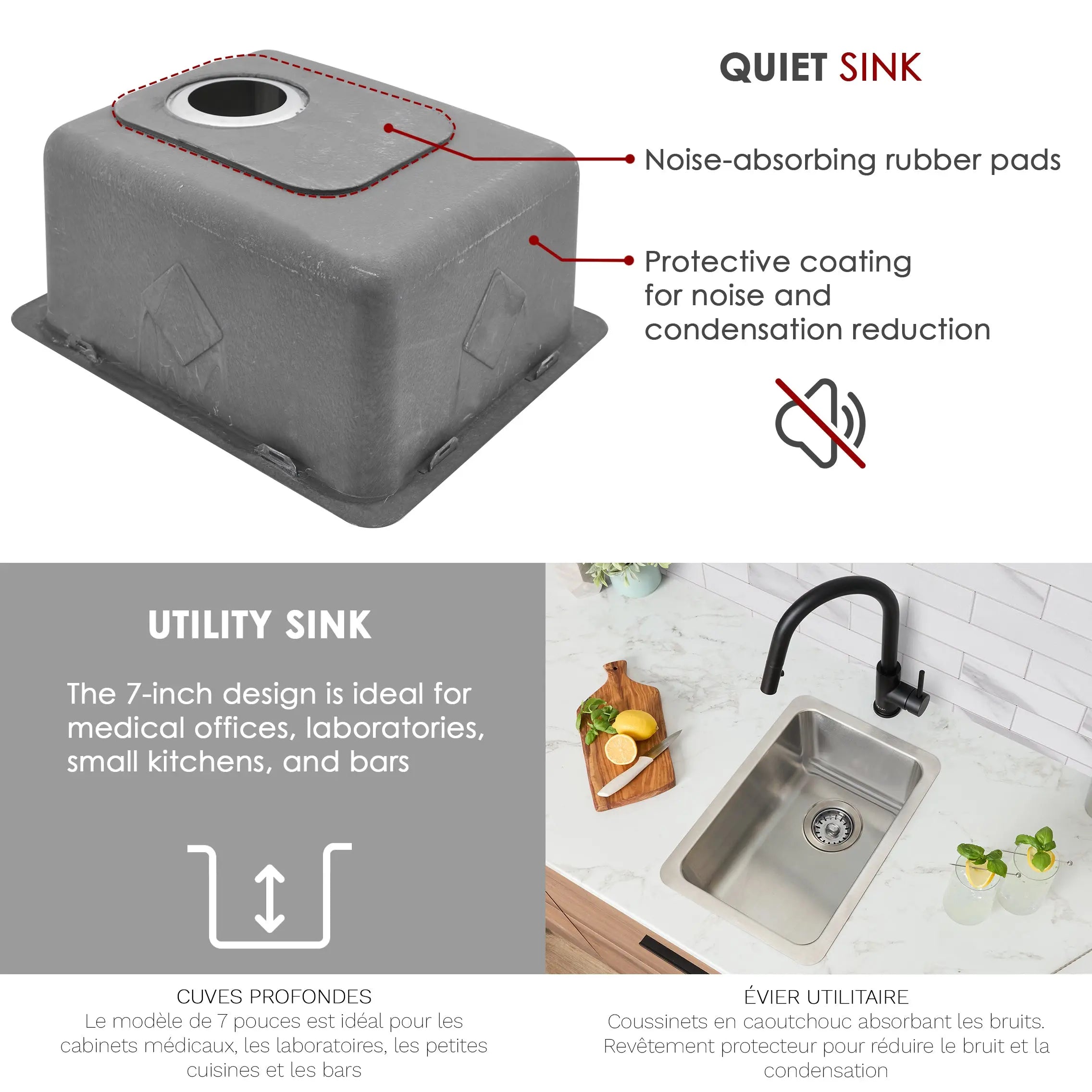 STYLISH 12 inch Single Bowl Undermount and Drop-in Stainless Steel Kitchen Sink S-409T - Plumbing Market
