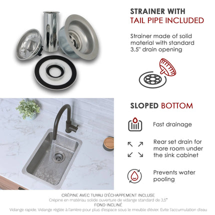 STYLISH 12 inch Single Bowl Undermount and Drop-in Stainless Steel Kitchen Sink S-409T - Plumbing Market