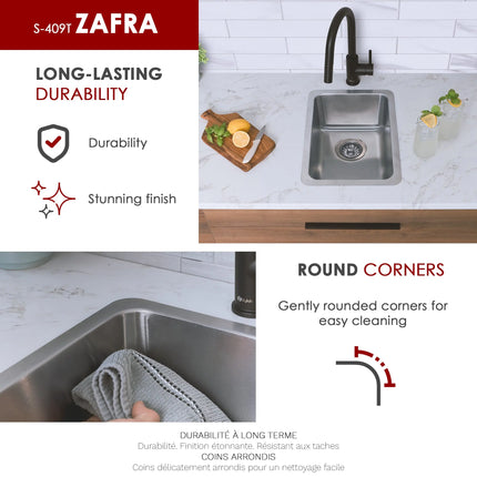STYLISH 12 inch Single Bowl Undermount and Drop-in Stainless Steel Kitchen Sink S-409T - Plumbing Market