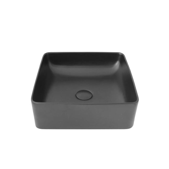 STYLISH 14 inch Black Square Ceramic Vessel Bathroom Sink P-226N - Plumbing Market