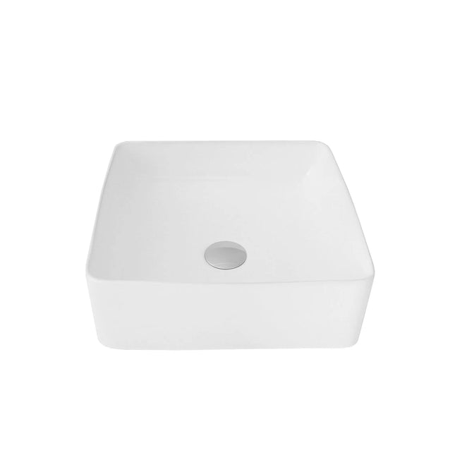 STYLISH 14 inch White Square Ceramic Vessel Bathroom Sink P-226H - Plumbing Market