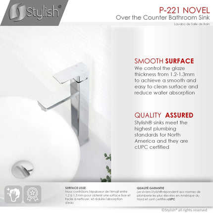 STYLISH 15 inch Oval Vessel Bathroom Sink P-221 - Plumbing Market